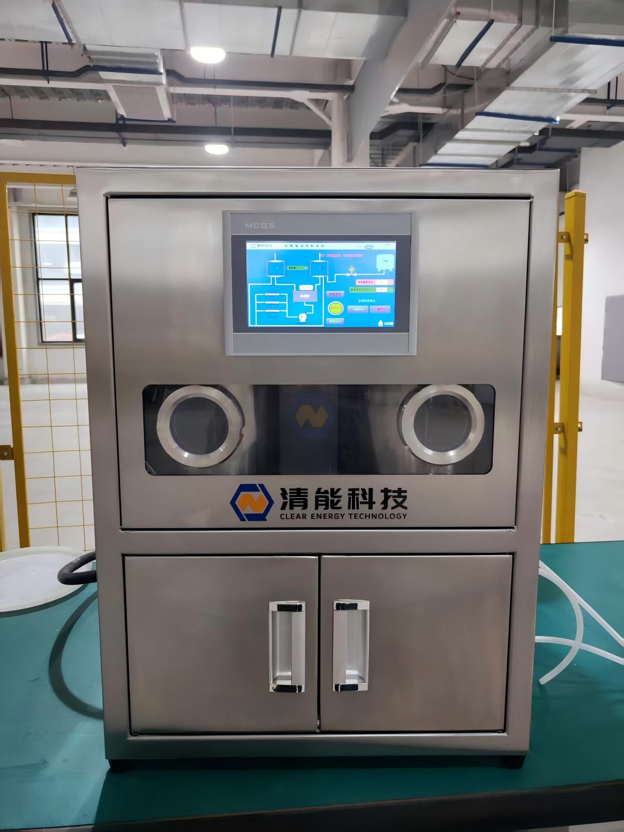water electrolysis hydrogen generation test bench with gas liquid separator, pump, alkali circulating unit, pure water feed unit, etc 